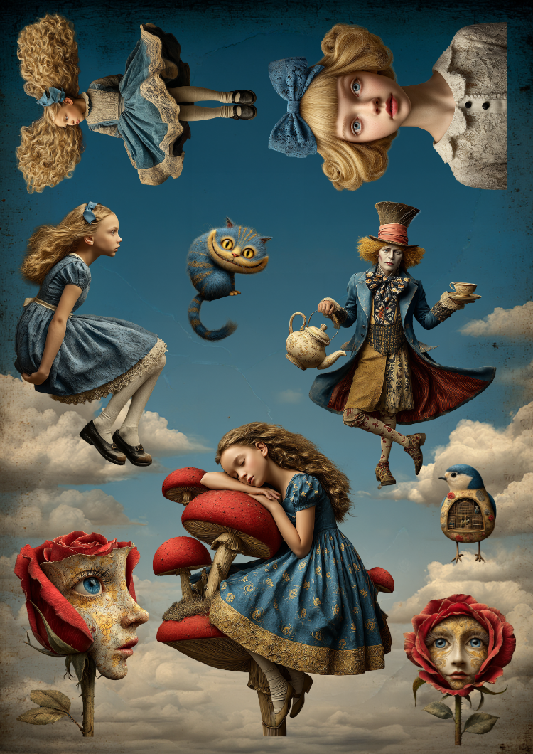 Alice in Wonderland – Art Journal & Collage Paper Set, A4, 