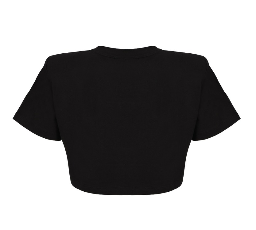 Castor Siyah Vatkalı Crop T-shirt (S/M Beden)