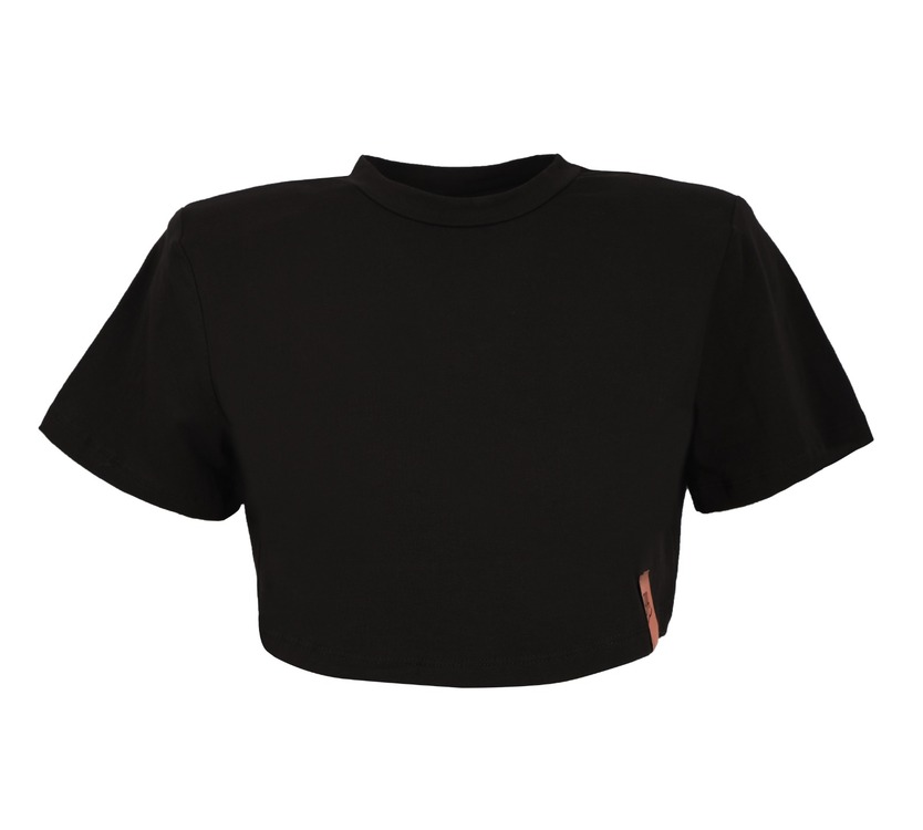 Castor Siyah Vatkalı Crop T-shirt (S/M Beden)
