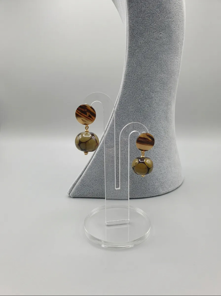 Soft Geometry Collection – El Yapımı Cam Kolye ve Küpe Seti