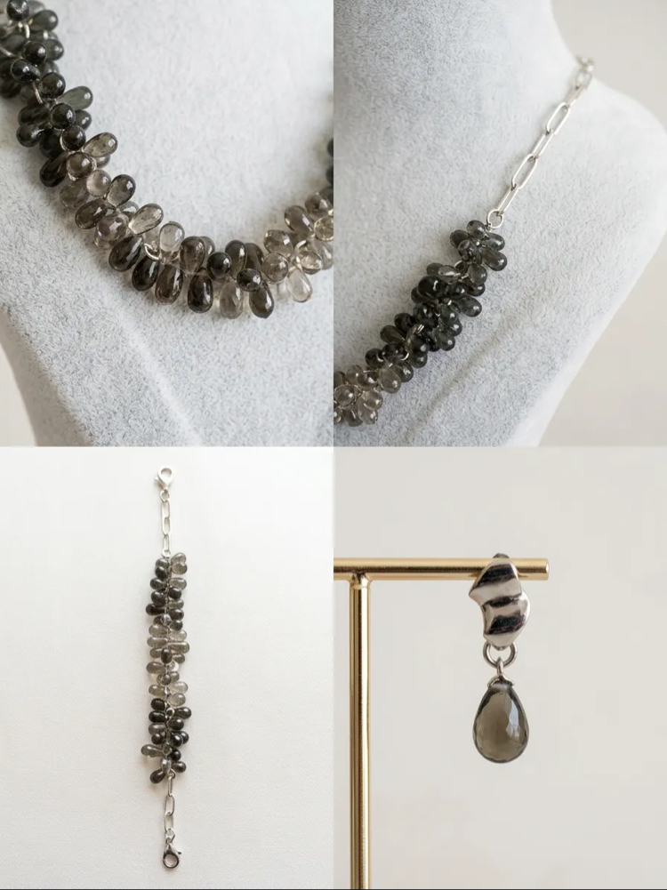 Noctura/Smoke – Handmade Murano Glass Jewelry Set