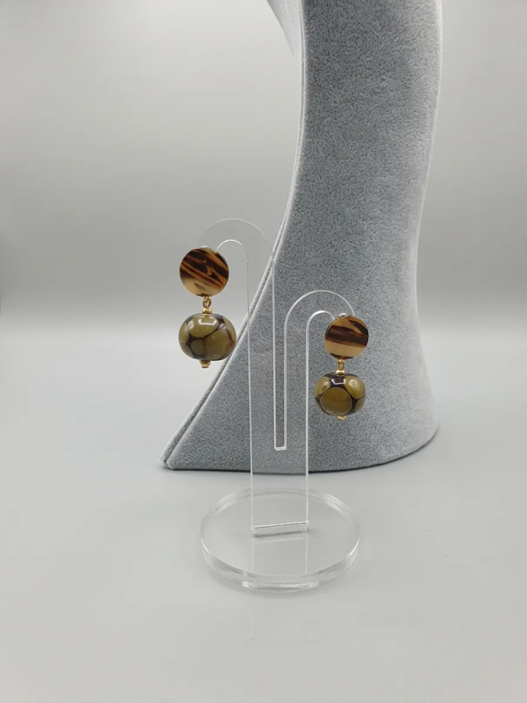 Soft Geometry Collection – El Yapımı Cam Kolye ve Küpe Seti