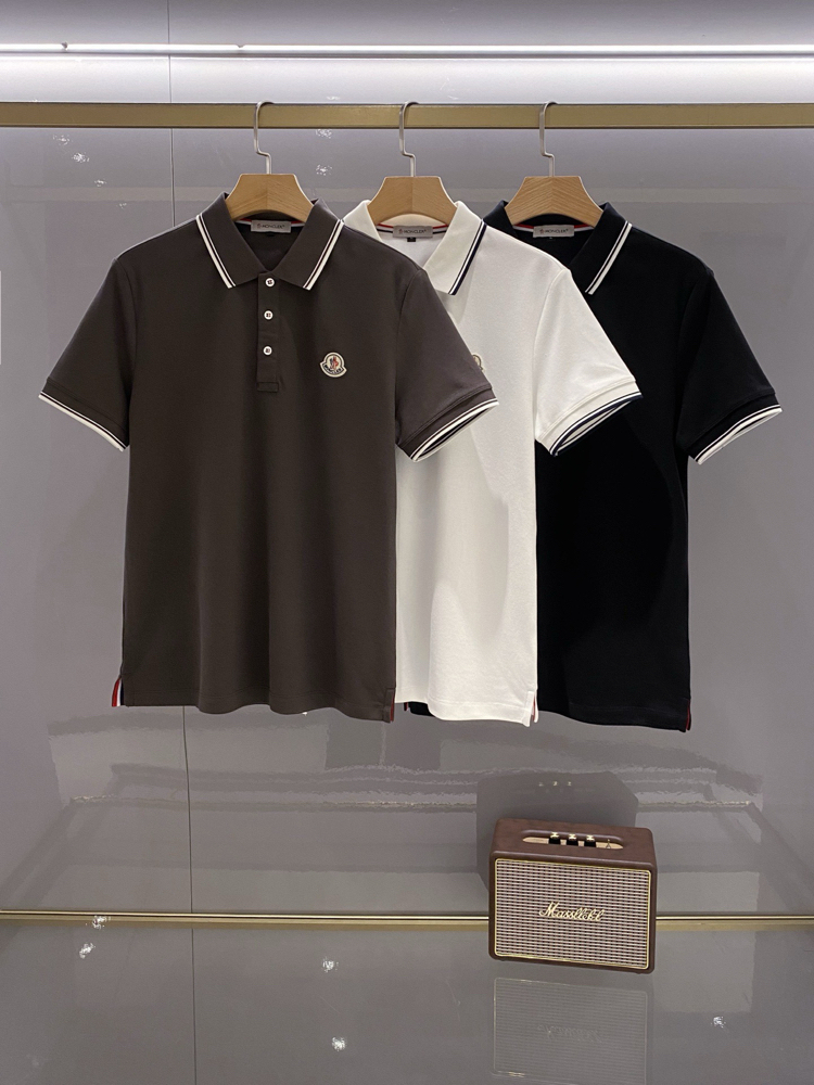 Moncler Classic Light Business Elite Casual Three-Button Lapel Short-Sleeve T-Shirt