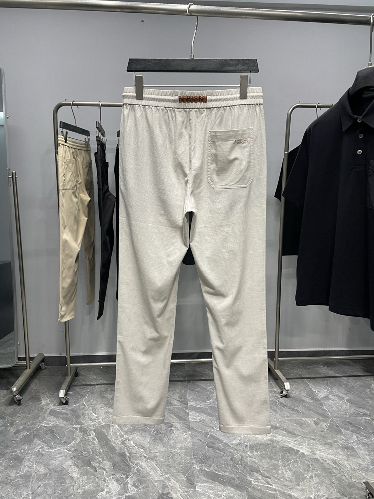 Zegna Cotton Linen Drawstring Casual Pants