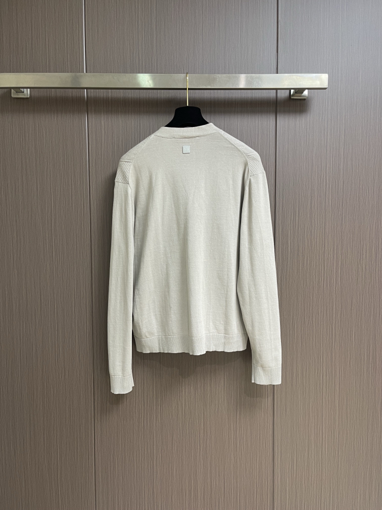 Louis Vuitton Letter Perforated Jacquard Knit Cardigan Sweater