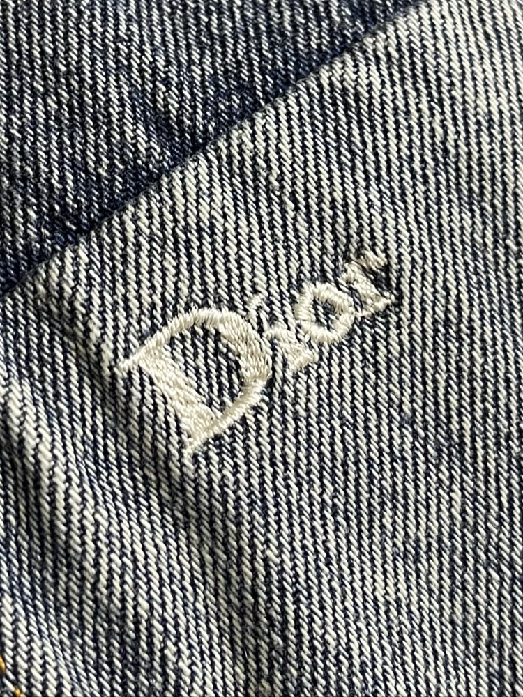 Dior Embroidered Color-Blocked Washed Collar Denim Shirt Jacket