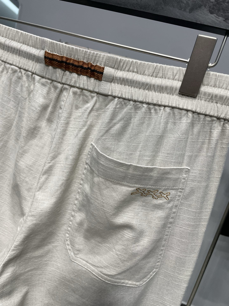 Zegna Cotton Linen Drawstring Casual Pants