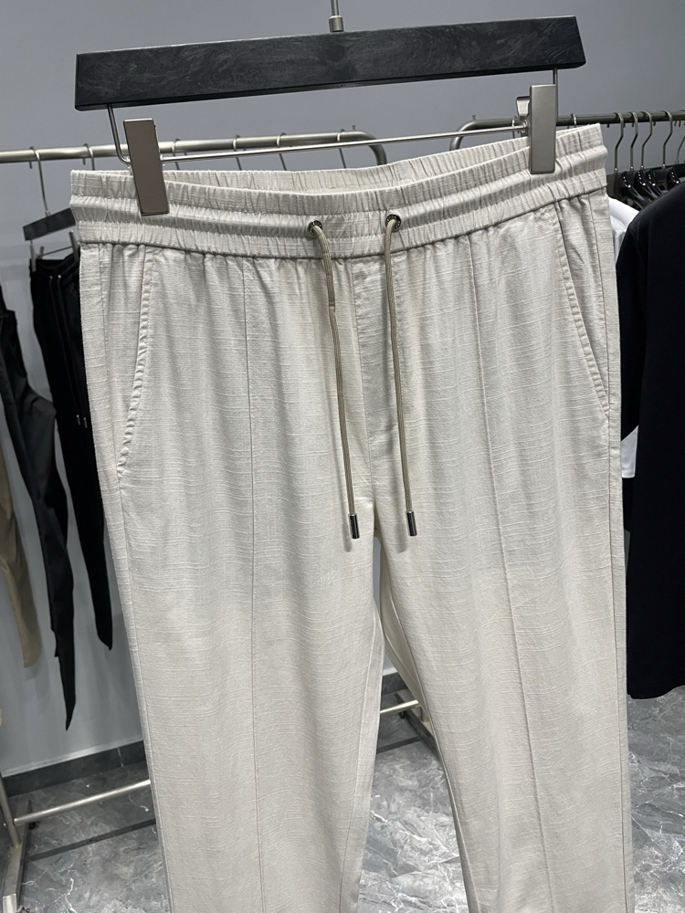 Zegna Cotton Linen Drawstring Casual Pants