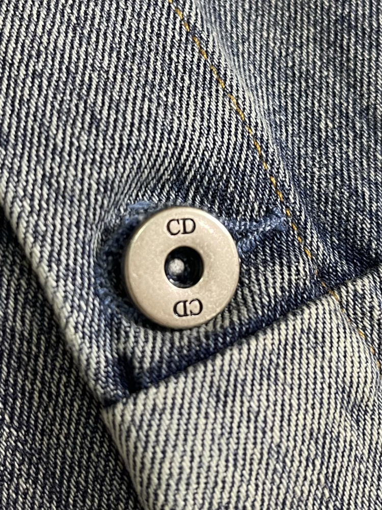 Dior Embroidered Color-Blocked Washed Collar Denim Shirt Jacket