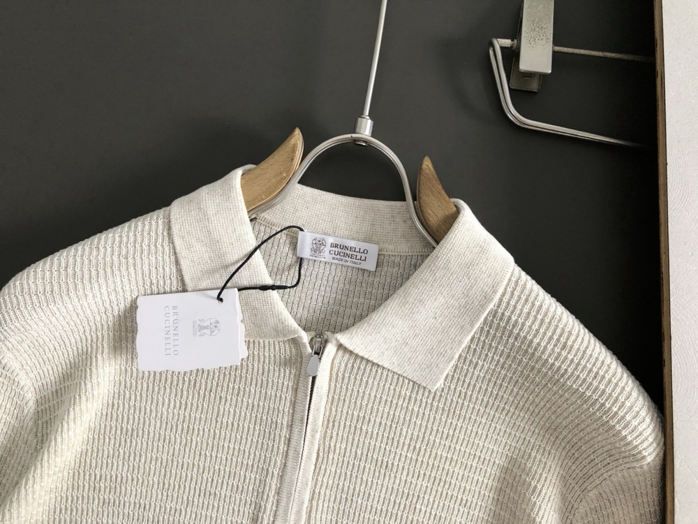 Brunello Cucinelli solid-color linen zip-up collar Polo Shirt