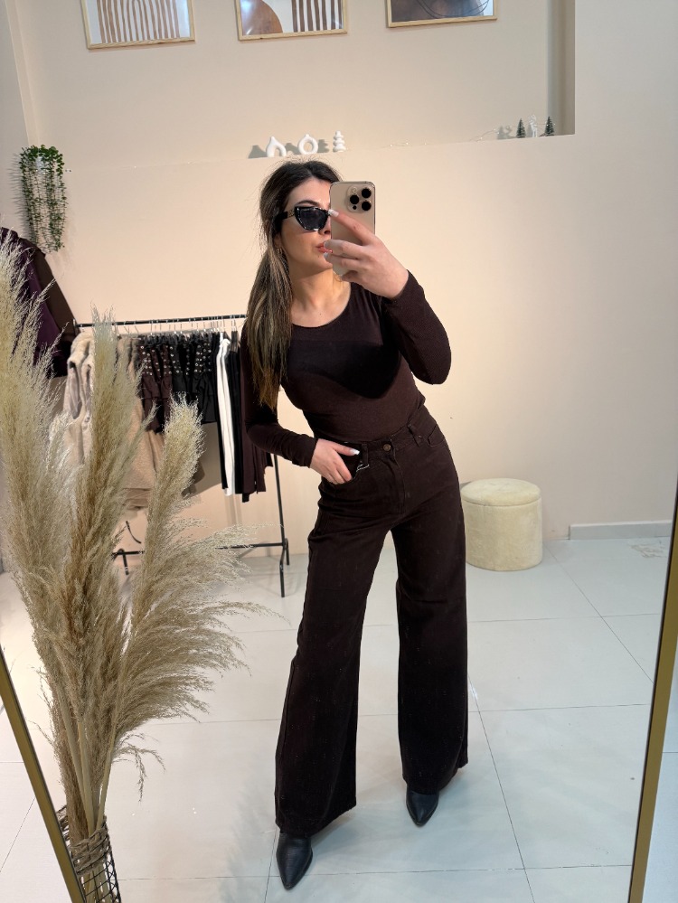 Wide Leg Jean Acı Kahve