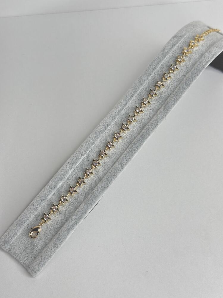 Yıldızlı Taşlı Gold Bileklik