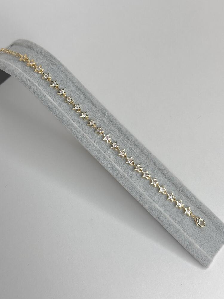 Yıldızlı Taşlı Gold Bileklik