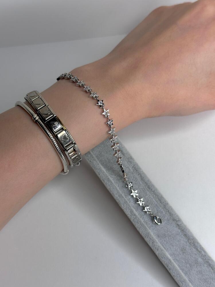 Yıldızlı Taşlı Silver Bileklik