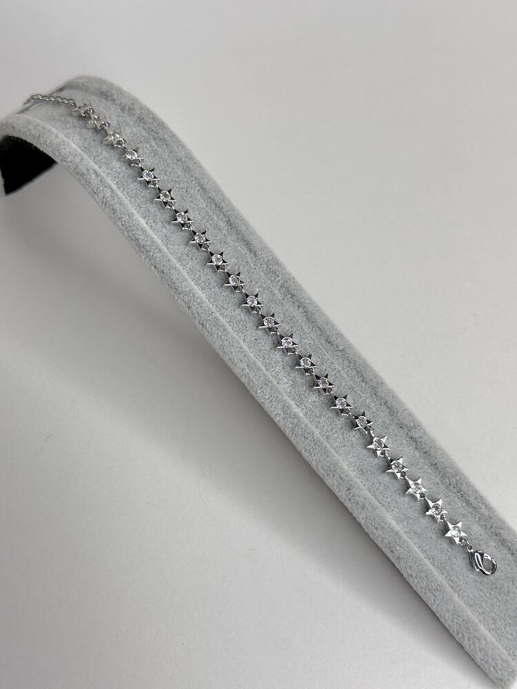 Yıldızlı Taşlı Silver Bileklik