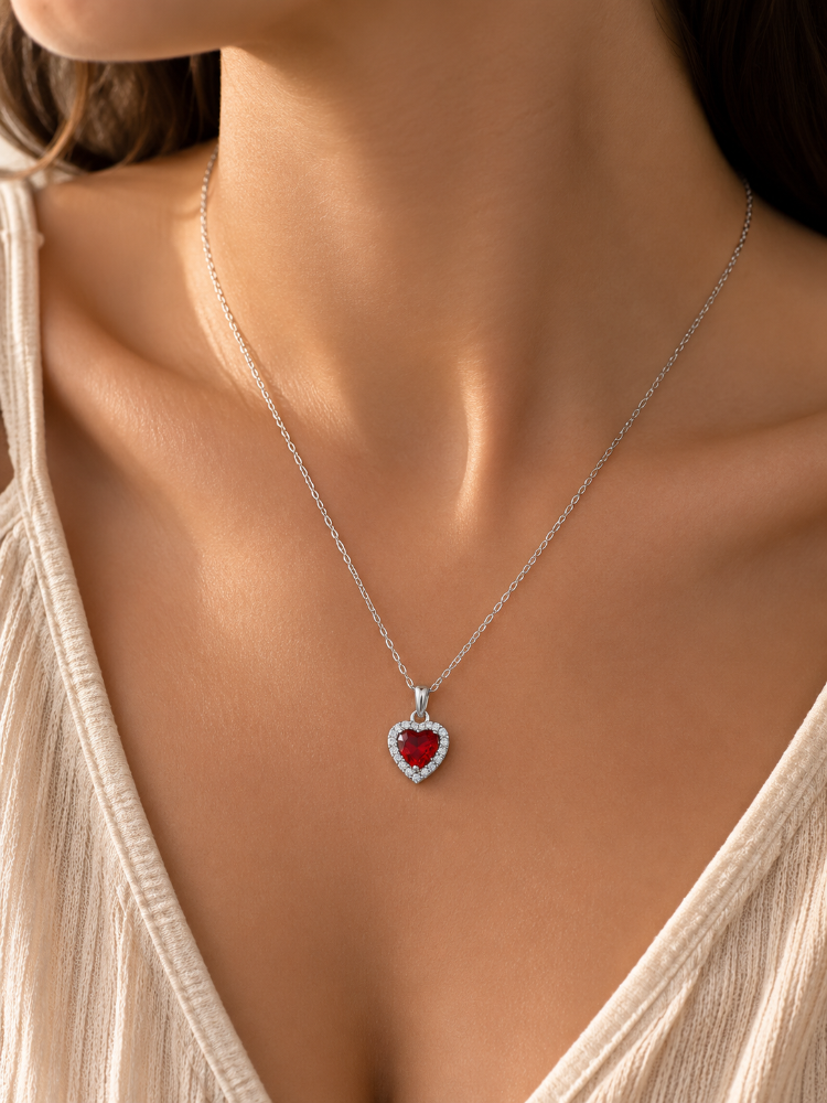 RUBY HEART ZİRKON KOLYE