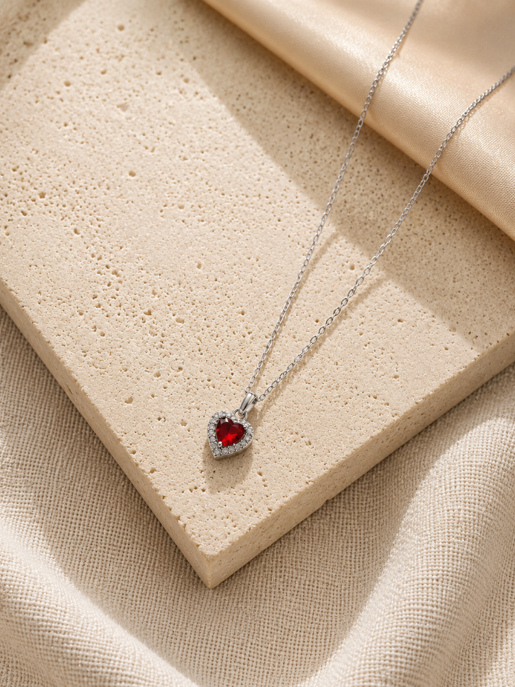 RUBY HEART ZİRKON KOLYE