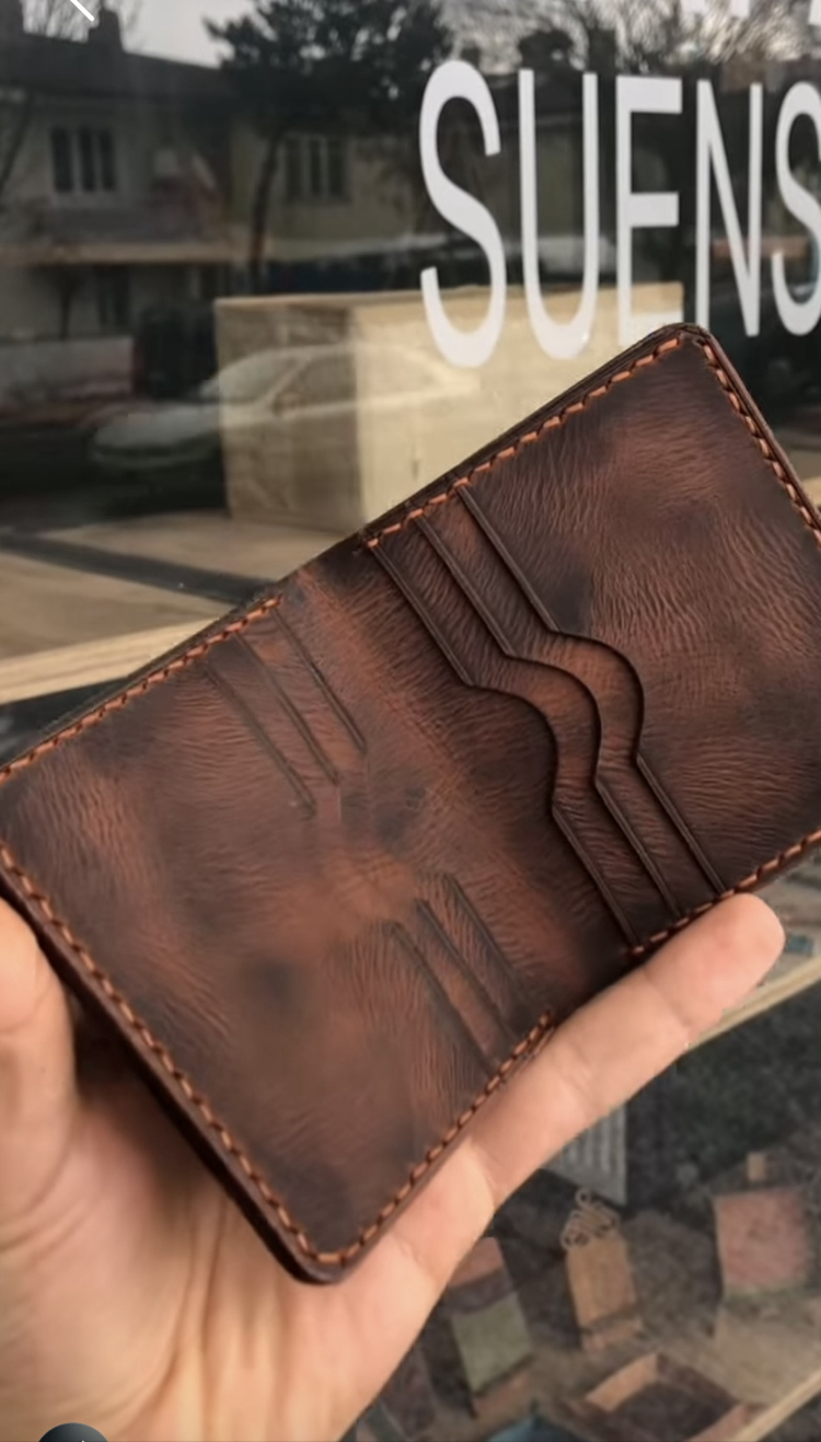 SUENS CRAFT LEATHER 6 kart bölmeli nakit Kısıklı cüzdan 