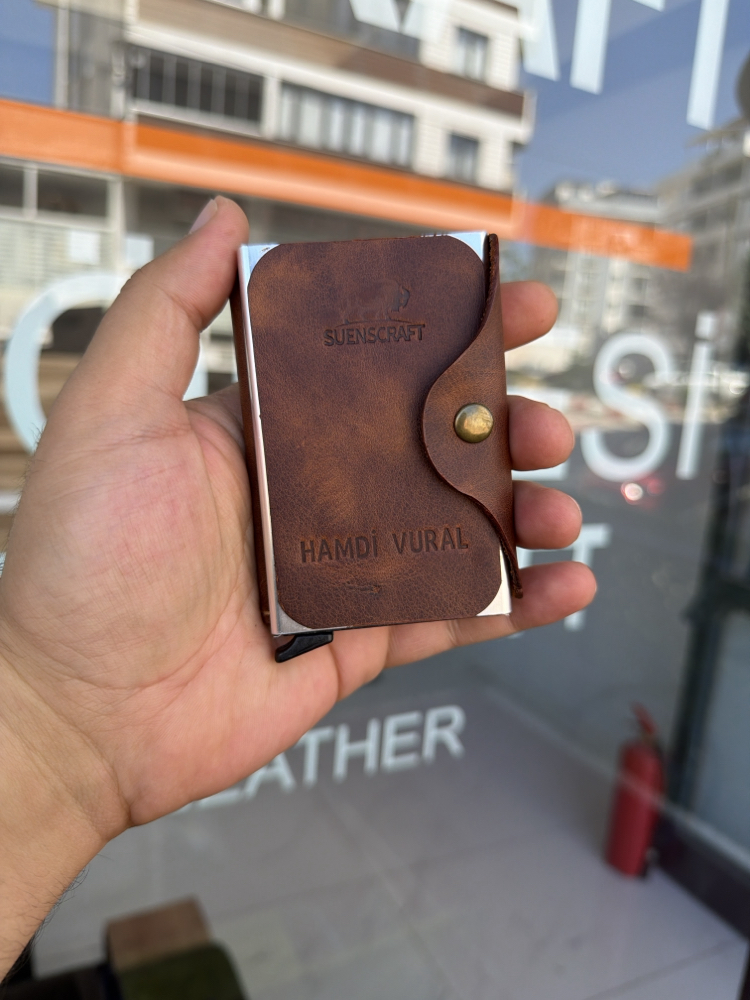 Mekanizmalı hakiki deri cüzdan