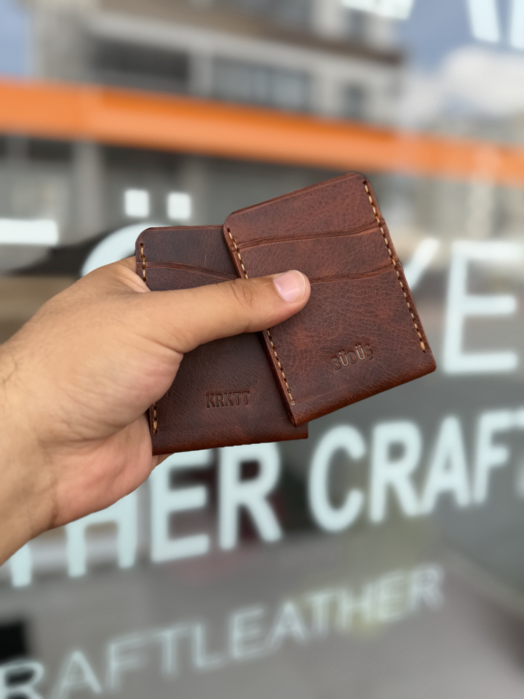 Mini kartlık hakiki deri ve el yapımı