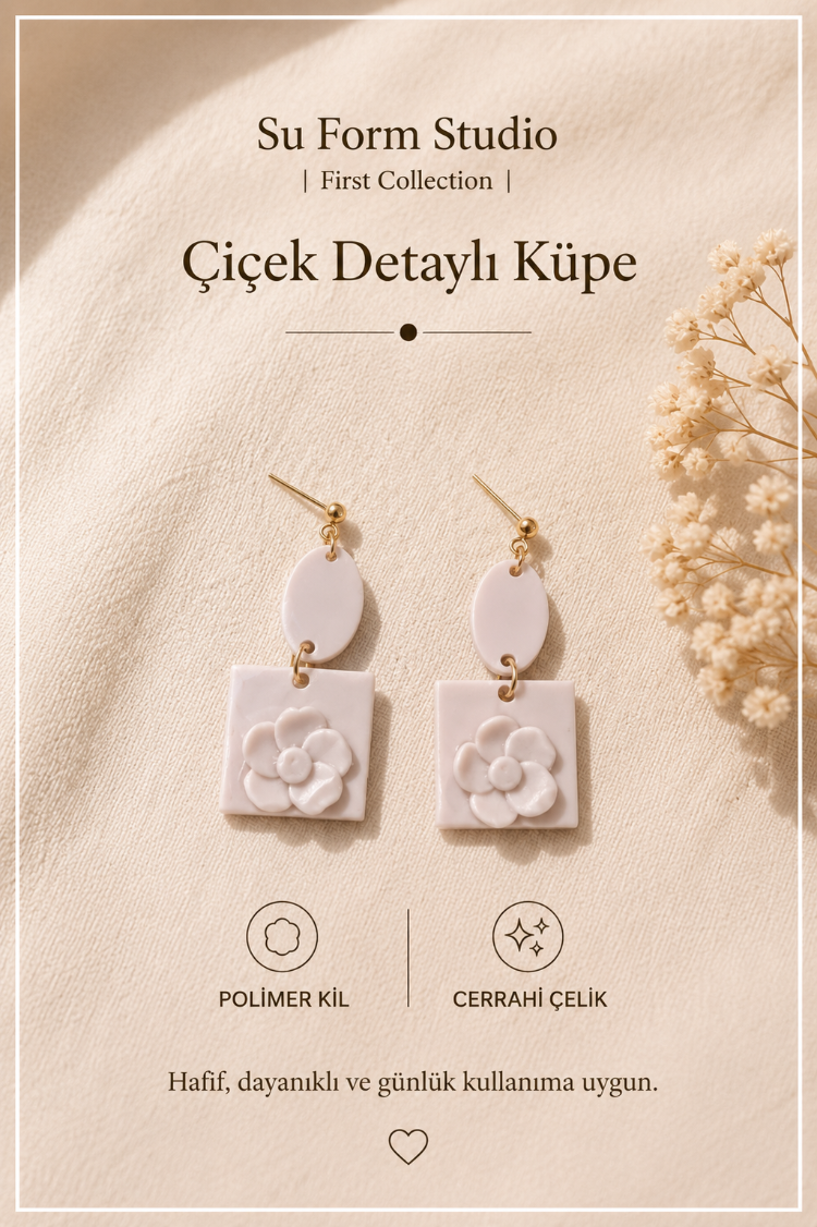 Çiçek Detaylı Küpe