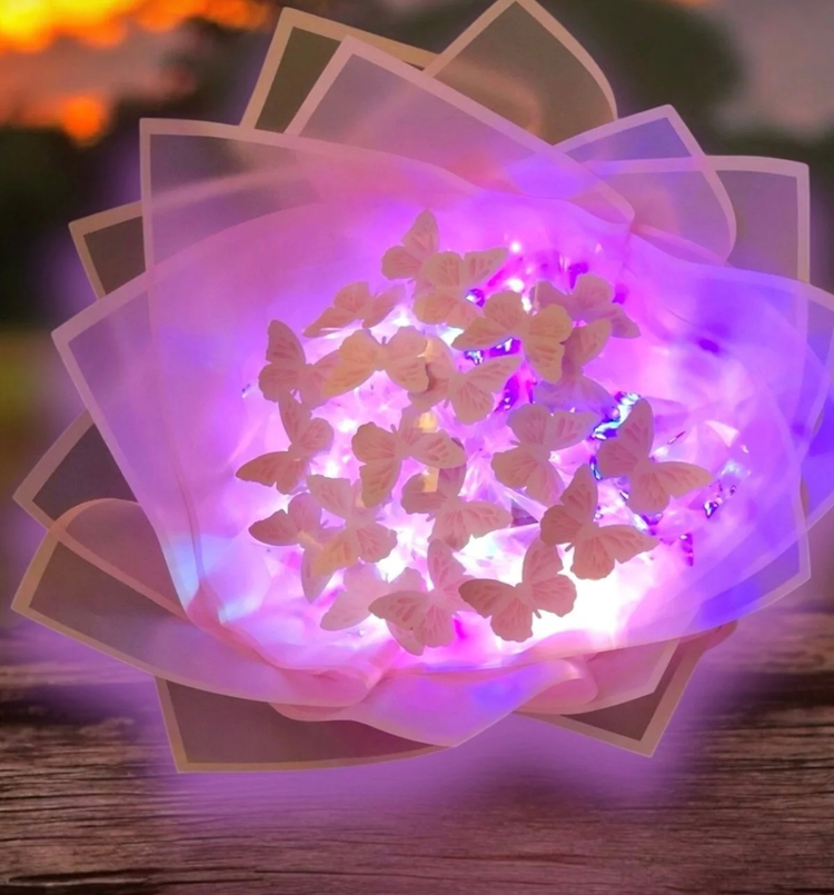  Kelebek Işıklı Buket | LED’li Özel Hediye