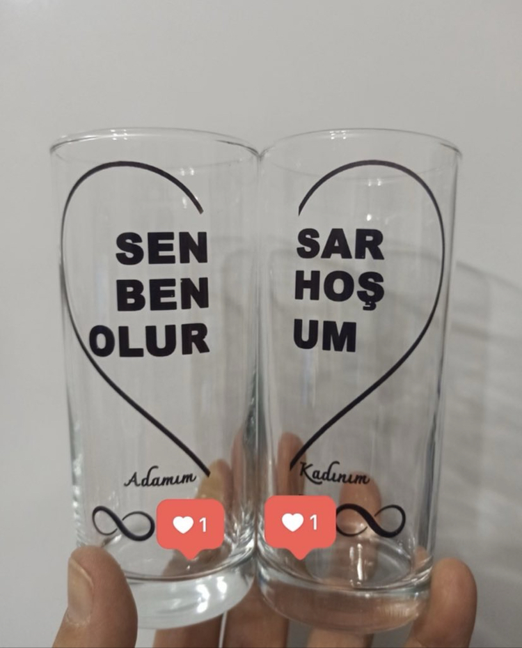 Romantik çift bardağı 