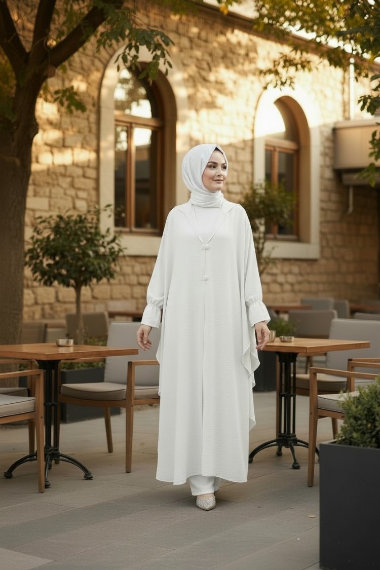 tunik pantalon kapşonlu pelerin takim 