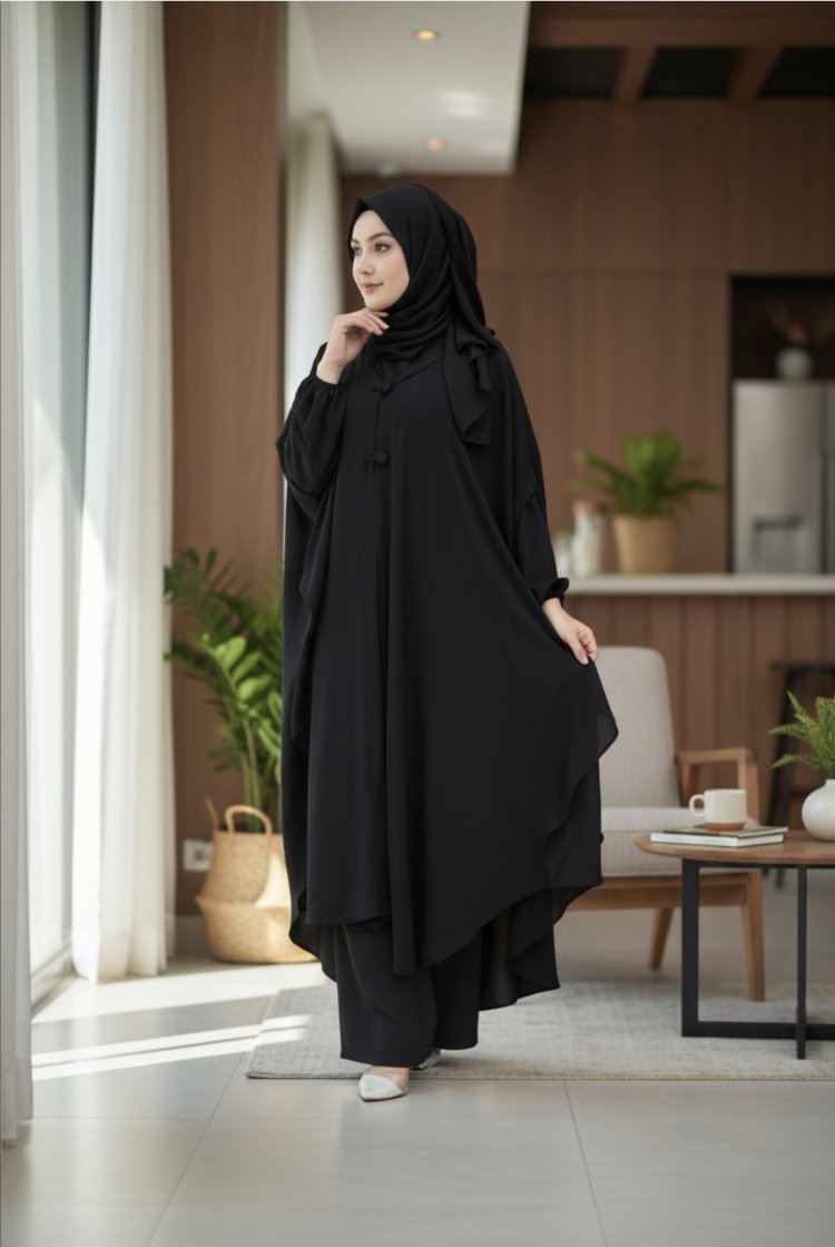 tunik pantalon kapşonlu pelerin takim 