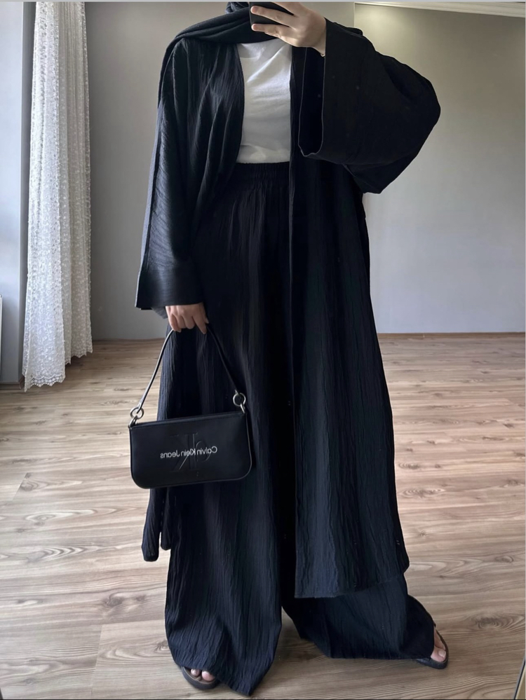 Uzun Kimono Takım Siyah 