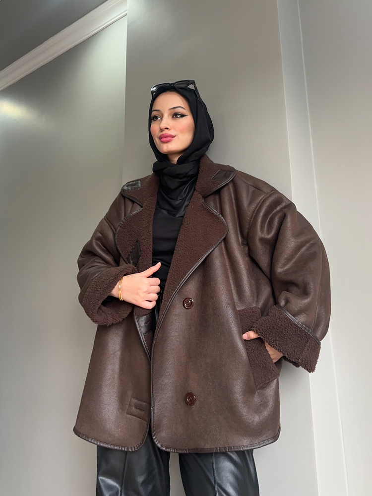 Lüx Kalite Biker Mont Acı Kahve 