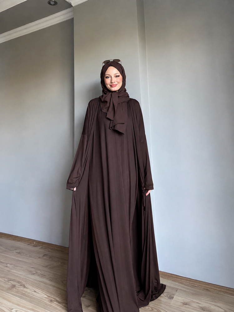 2 li Abaya Takım Elbiseli Acı Kahve