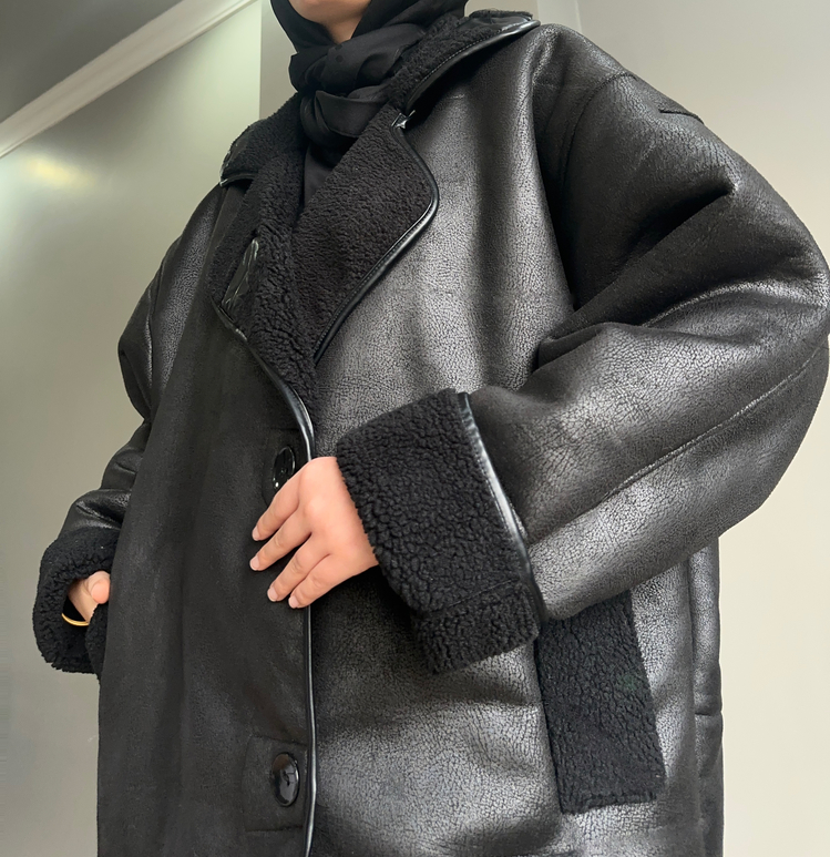 Lüx Kalite Biker Mont Siyah