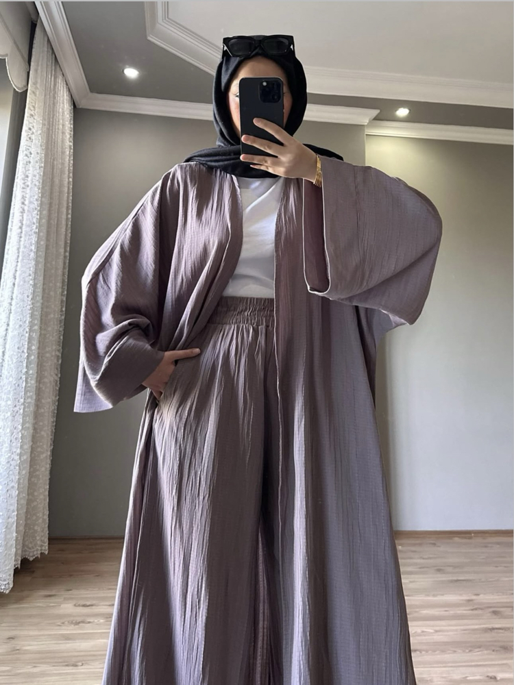 Uzun Kimono Takım Vizon