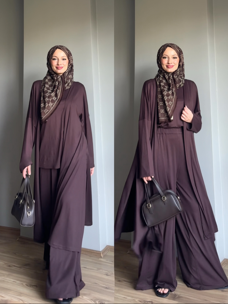 3 lü Abaya Takım Acı Kahve Efsane Rahatlık