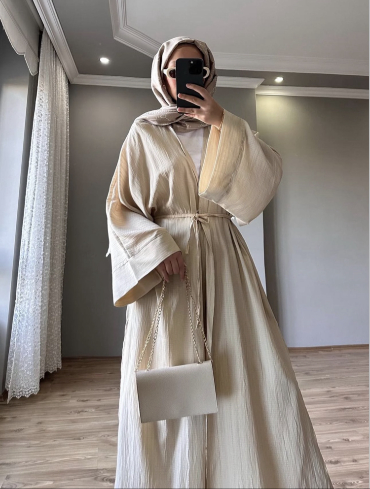 Uzun Kimono Takımı Krem