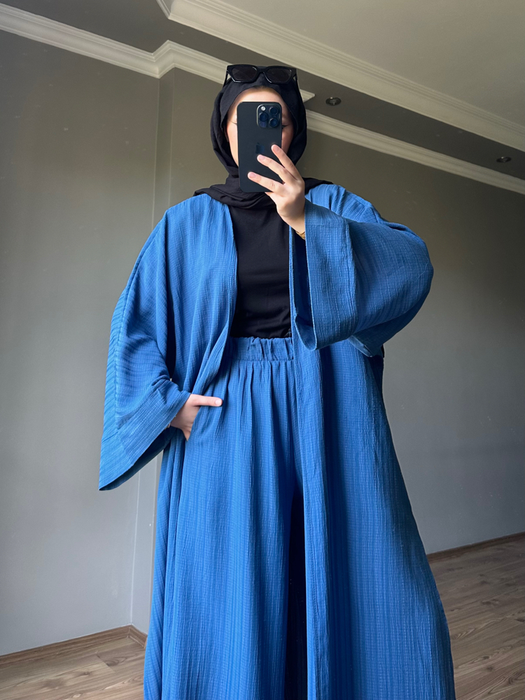 Uzun Kimono Takım Lacivert