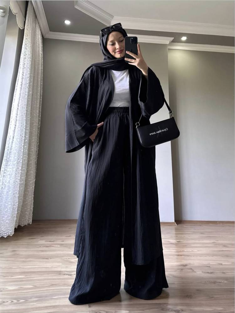 Uzun Kimono Takım Siyah 