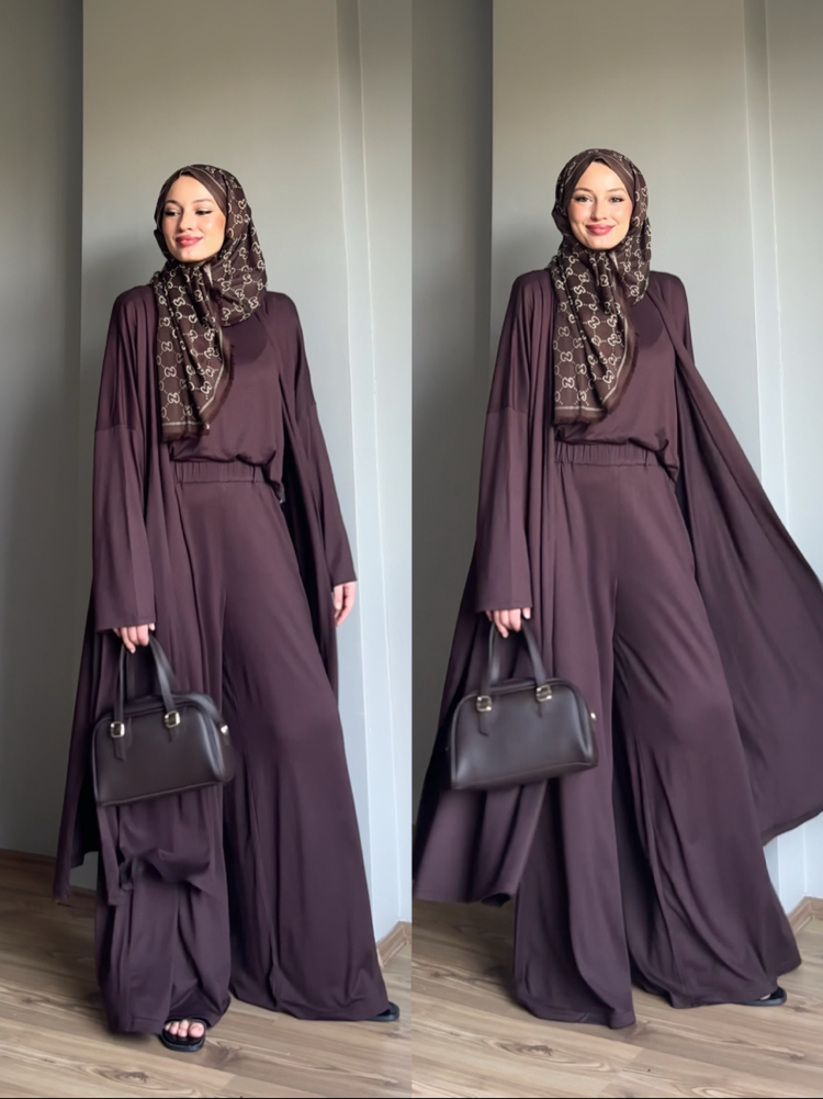 3 lü Abaya Takım Acı Kahve Efsane Rahatlık