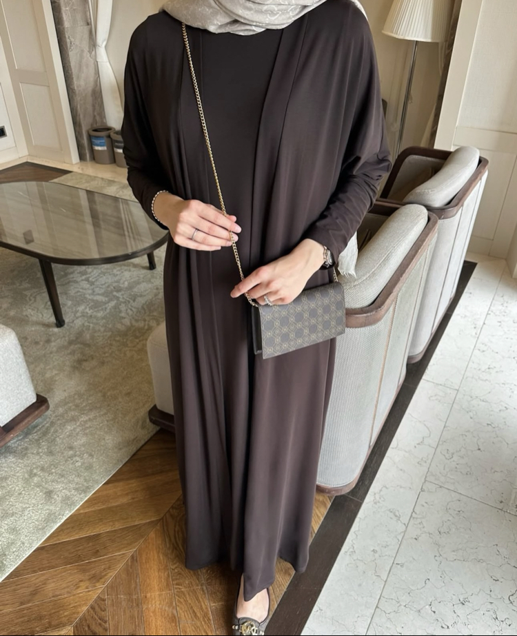 2 li Abaya Takım Elbiseli Acı Kahve