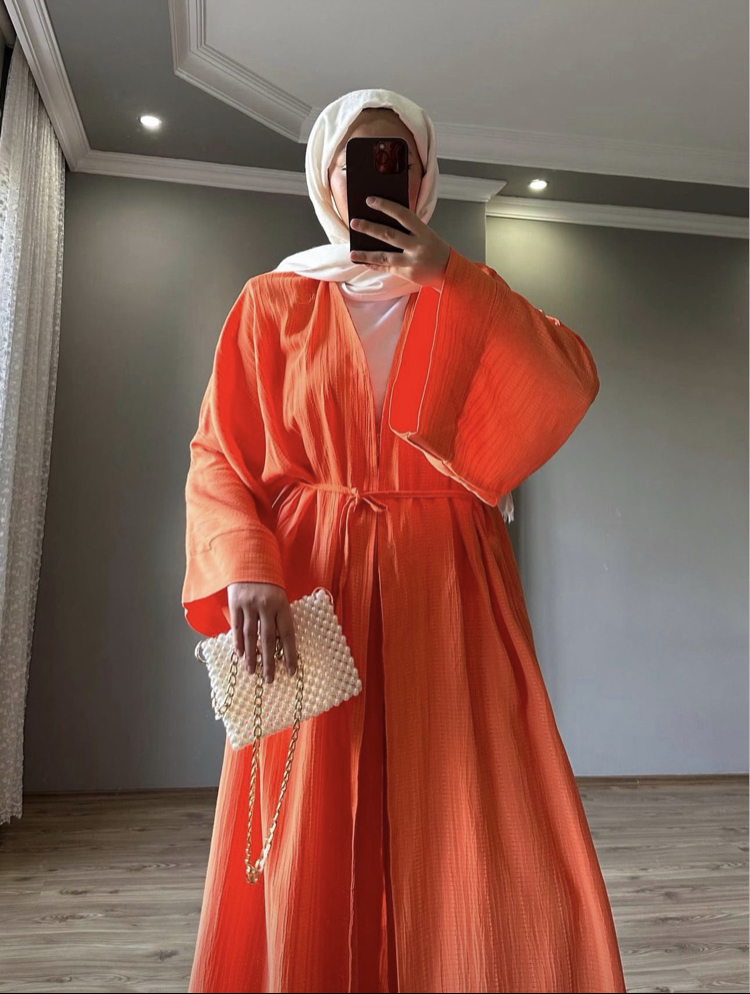 Uzun Kimono Takım Turuncu