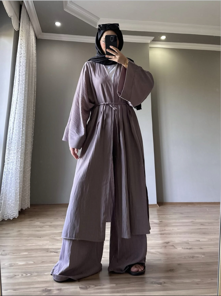 Uzun Kimono Takım Vizon