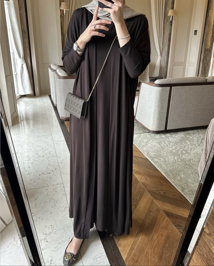 2 li Abaya Takım Elbiseli Acı Kahve