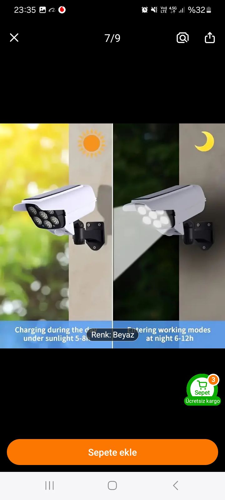 güneş enerjili ğüvenlik kamerası