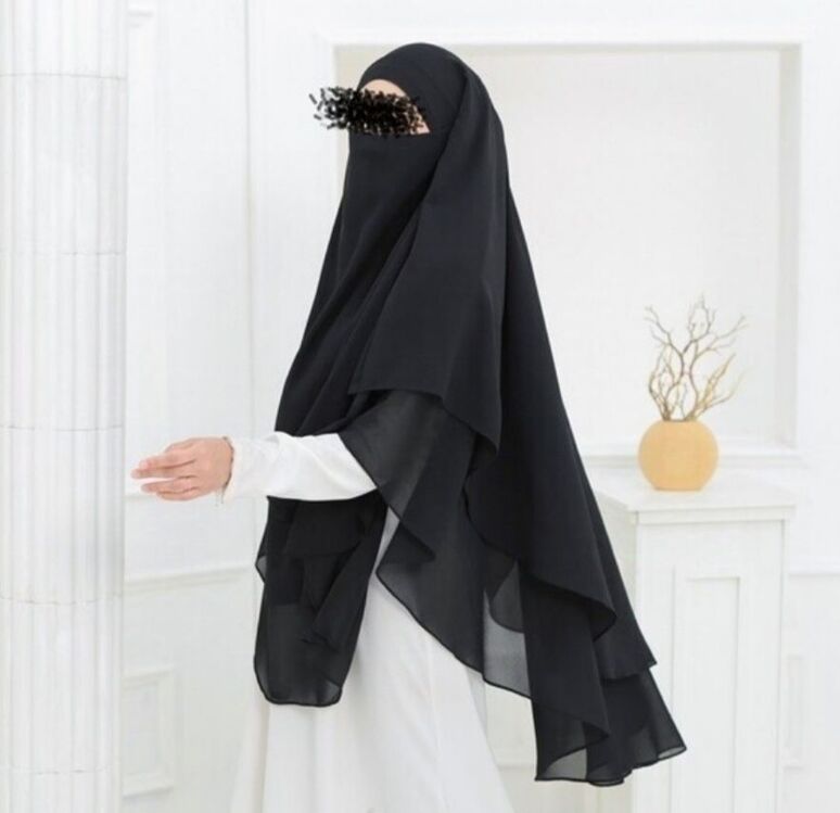oval khimar iki katlı