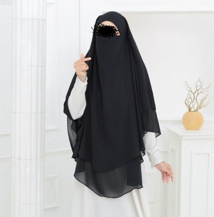 oval khimar iki katlı