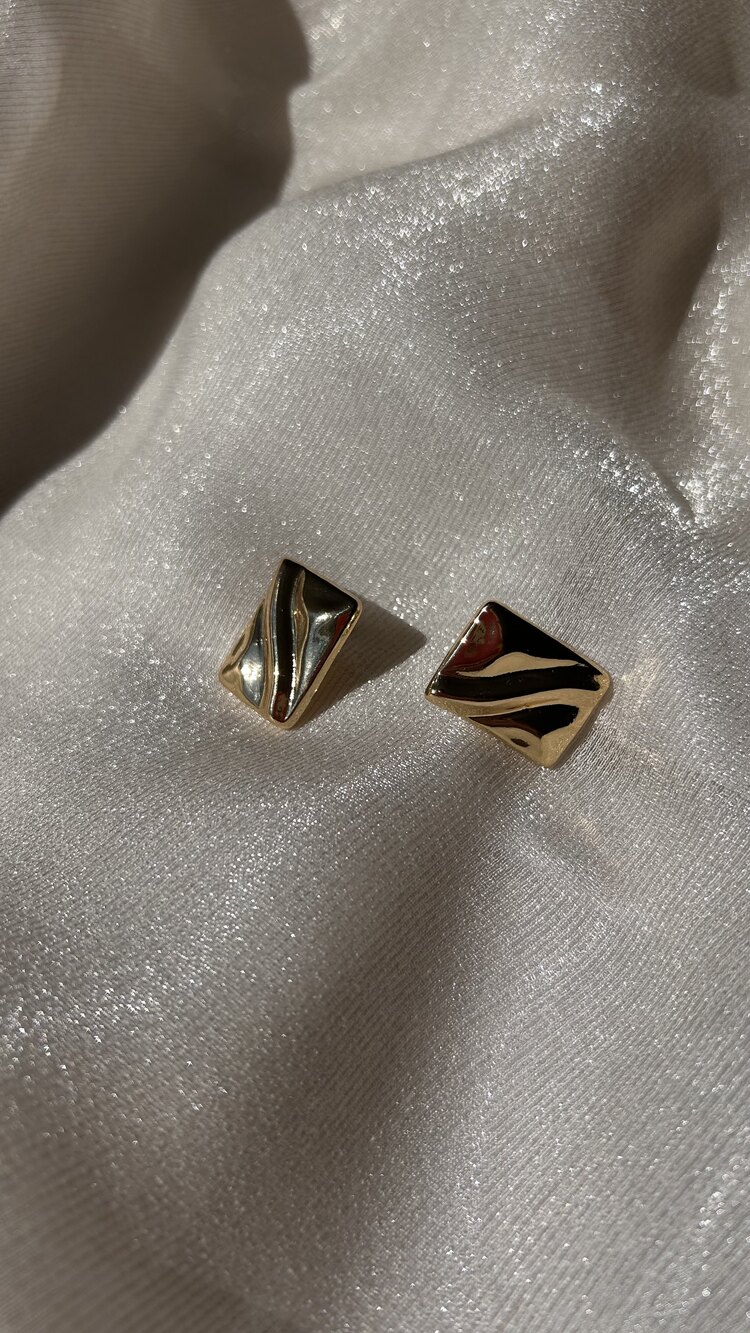 Gold dikdörtgen küpe