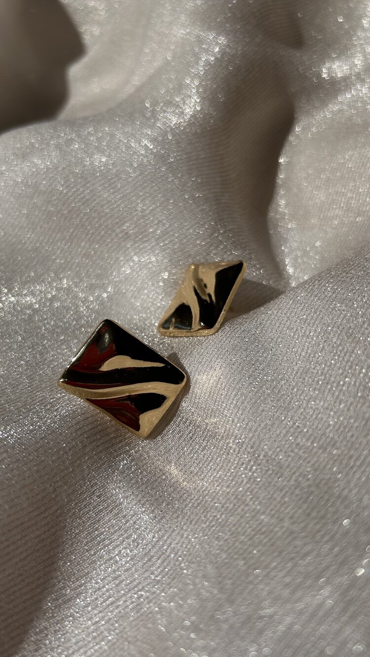 Gold dikdörtgen küpe