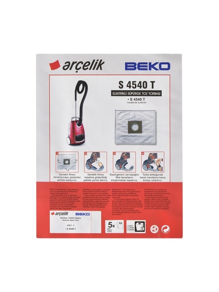 Arçelik S 4540 T Sentetik Süpürge Torbası