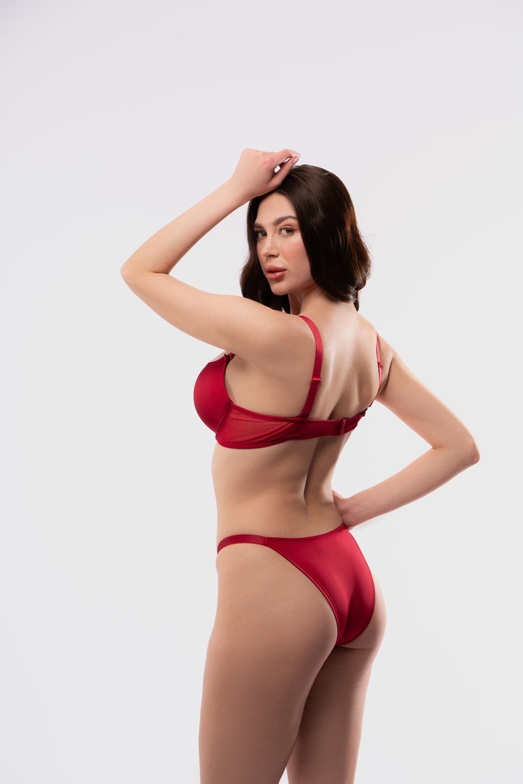 Cherry - Bordo Çift Destek Sütyen Takımı
